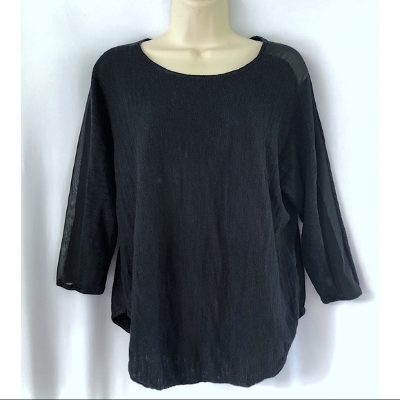 Moth Anthropologie Sabine Black Gauze Top … - Picture 2 of 8